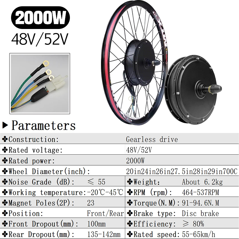 MTX 48V52V 2000W Ebike Motor W - đánh giá và giá 72V 5000W Hub Motor Kit